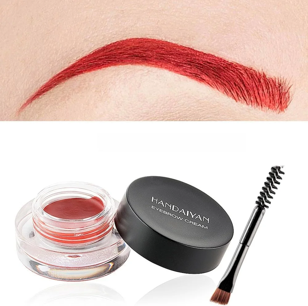 کرم ابرو با رنگدانه کامل و ماندگاری بالا در 12 رنگ، ضد آب، ژل کرمی برای پر کردن و حالت دادن به ابروها به همراه برس مناسب استفاده روزانه یا مهمانی (07 قرمز روشن)