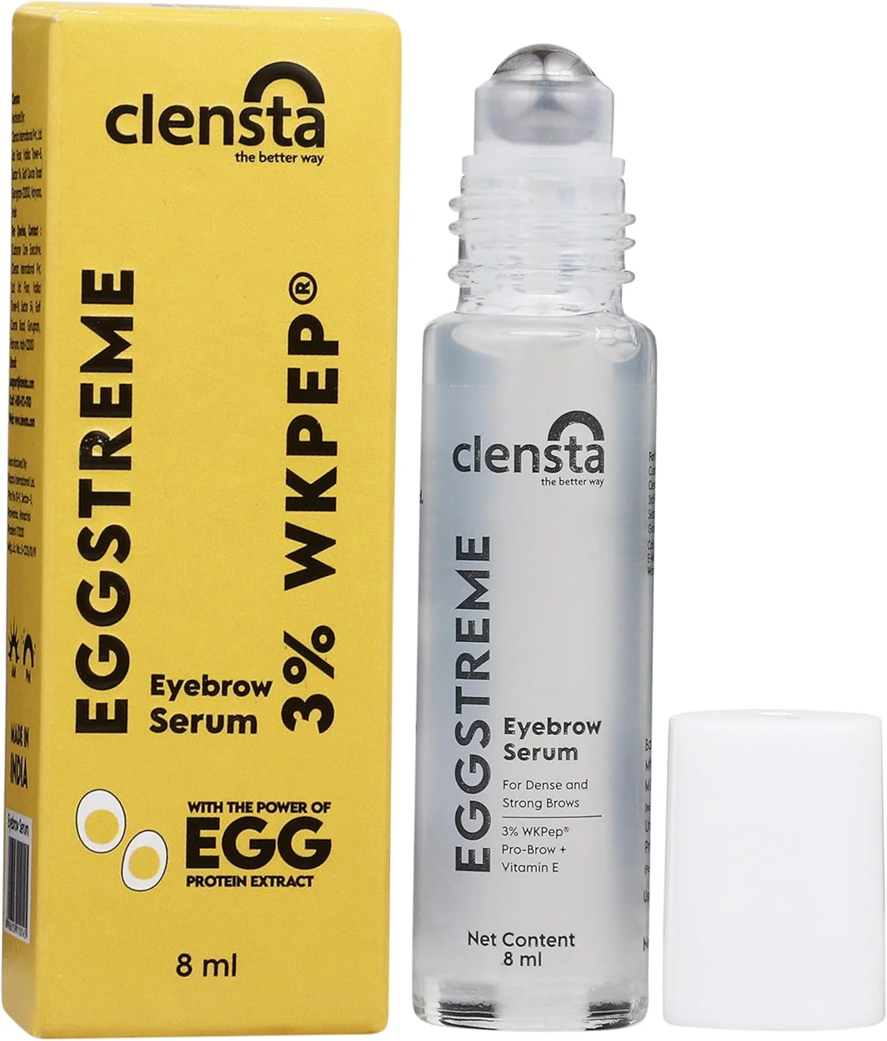 سرم تقویت کننده ابرو کلنستا Eggstreme با پروتئین تخم مرغ، ویتامین E و روغن بادام برای خانم ها، فاقد سولفات و پارابن، 8 میلی لیتر