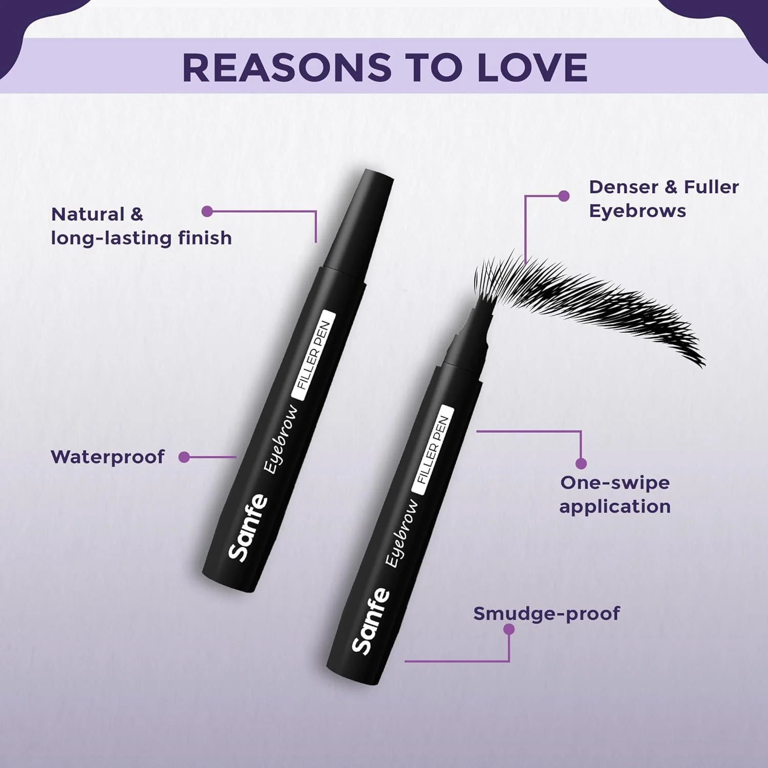 قلم پرکننده ابرو سانفه | تقویت کننده عالی ابرو، ضد آب و ضد لک | استفاده آسان با دقت میکرو، با ظاهری طبیعی و ماندگار | برای ابروهای متراکم تر و پرتر | مشکی (مشکی)