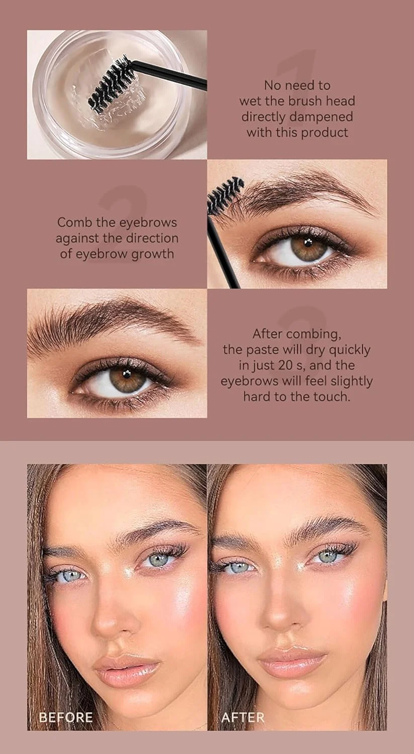 کیت پماد ابرو، ست ابرو با صابون، ژل واکس ابرو، کرم حالت دهنده ابرو، ماندگاری طولانی و ضد آب به همراه برس ابرو، ژل با ماندگاری بالا برای ابروها، آرایش طبیعی، نگهدارنده قوی و شفاف 10 گرم