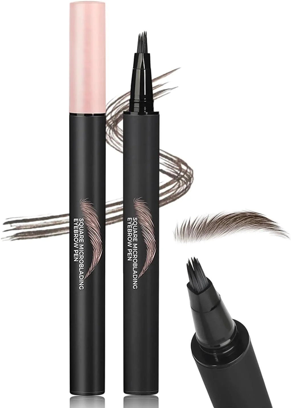 قلم هاشور ابرو، قلم مایع ابرو، برس ابرو زاویه دار مربعی با موهای طبیعی شبیه موی ابرو، ماندگاری طولانی، مداد ابرو ضد آب برای آرایش زنان و دختران (#03)