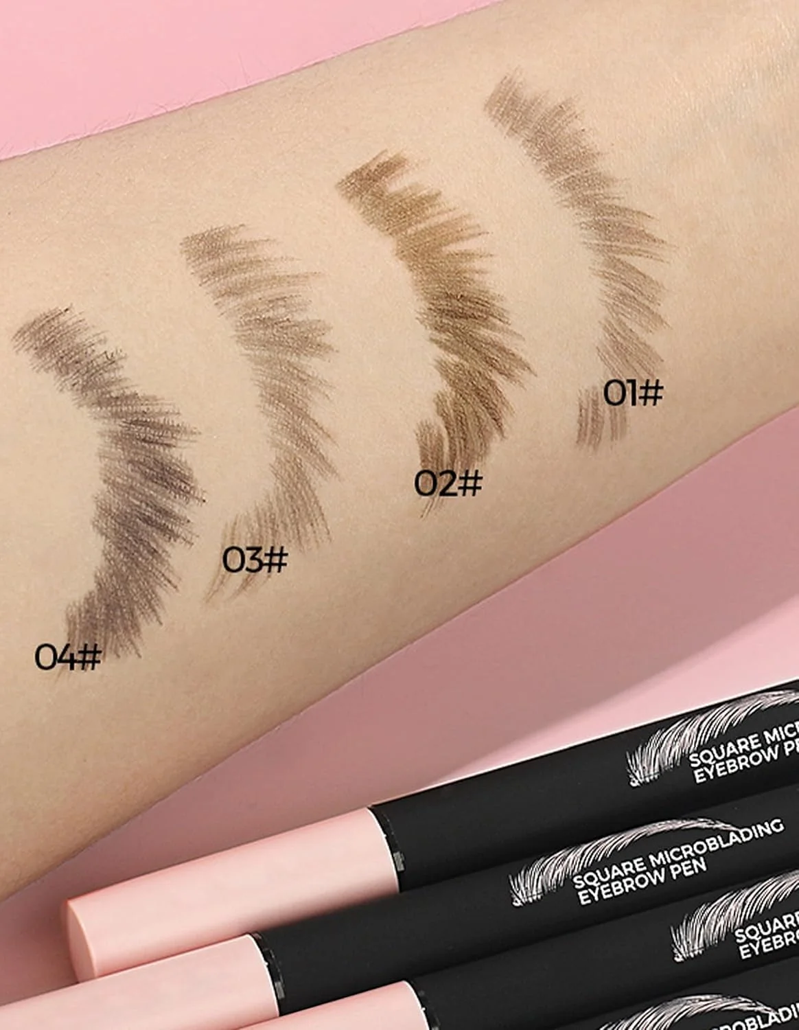 قلم هاشور ابرو، قلم مایع ابرو، برس ابرو زاویه دار مربعی با موهای طبیعی شبیه موی ابرو، ماندگاری طولانی، مداد ابرو ضد آب برای آرایش زنان و دختران (#03)