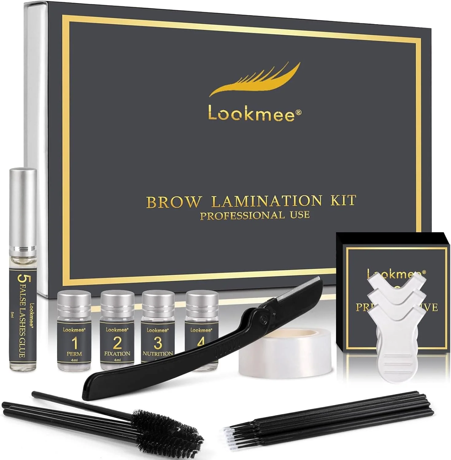 کیت لمینت ابرو Lookmee، کیت لیفت فوری ابرو حرفه ای، استفاده آسان در خانه برای ابروهای پرپشت تر و مرتب