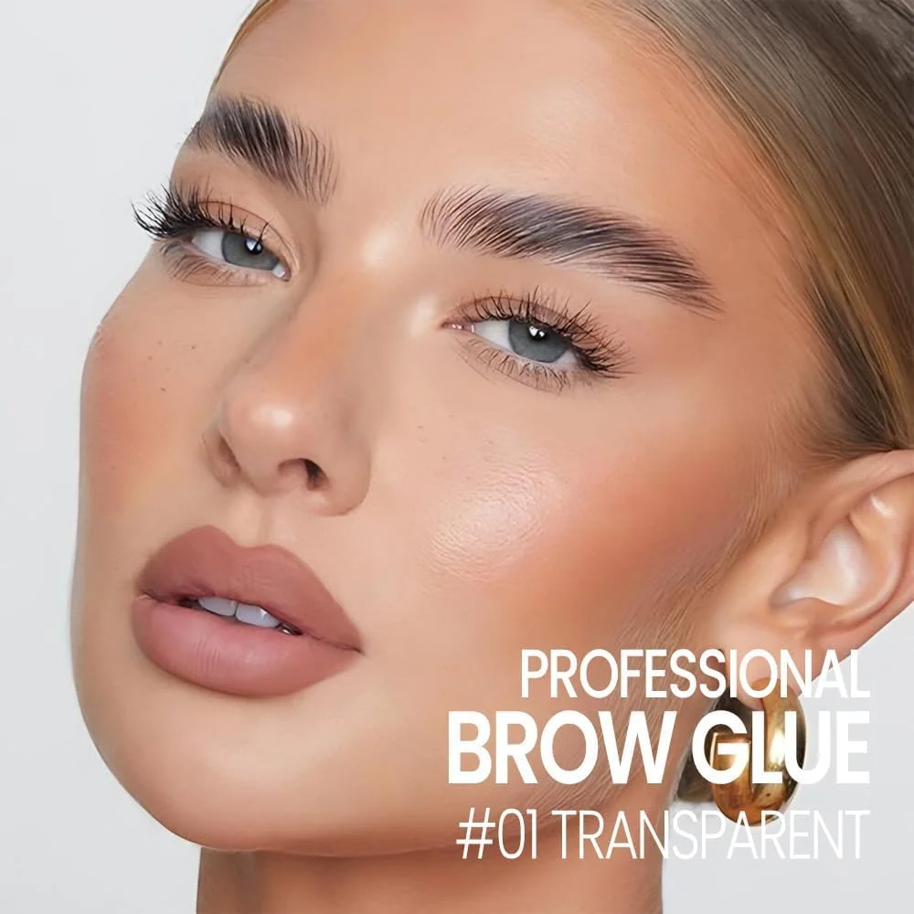 چسب ابرو آرایشی، ژل ابرو شفاف، ریمل ابرو ضد آب، حالت دهنده سریع ابرو، بدون تست حیوانی (01# شفاف)