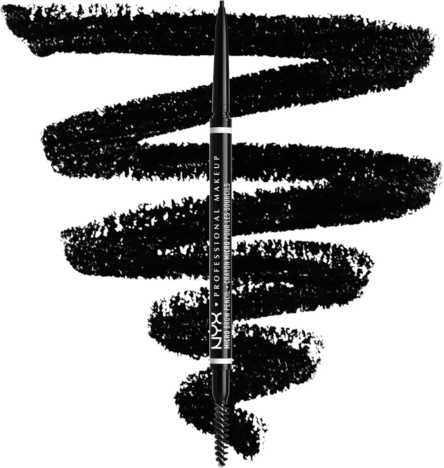 NYX Professional Makeup | مداد ابرو Micro Brow، مداد ابروی مکانیکی دقیق، ظاهری طبیعی، خطوط فوق العاده ظریف، کرمی، رنگدانه بالا - مشکی 08