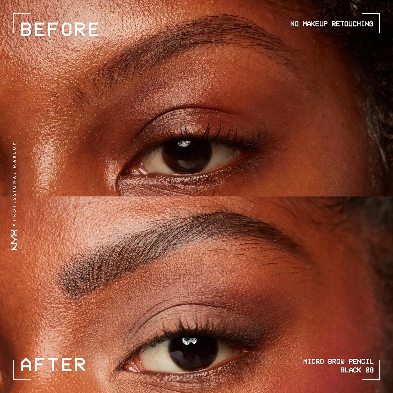 NYX Professional Makeup | مداد ابرو Micro Brow، مداد ابروی مکانیکی دقیق، ظاهری طبیعی، خطوط فوق العاده ظریف، کرمی، رنگدانه بالا - مشکی 08