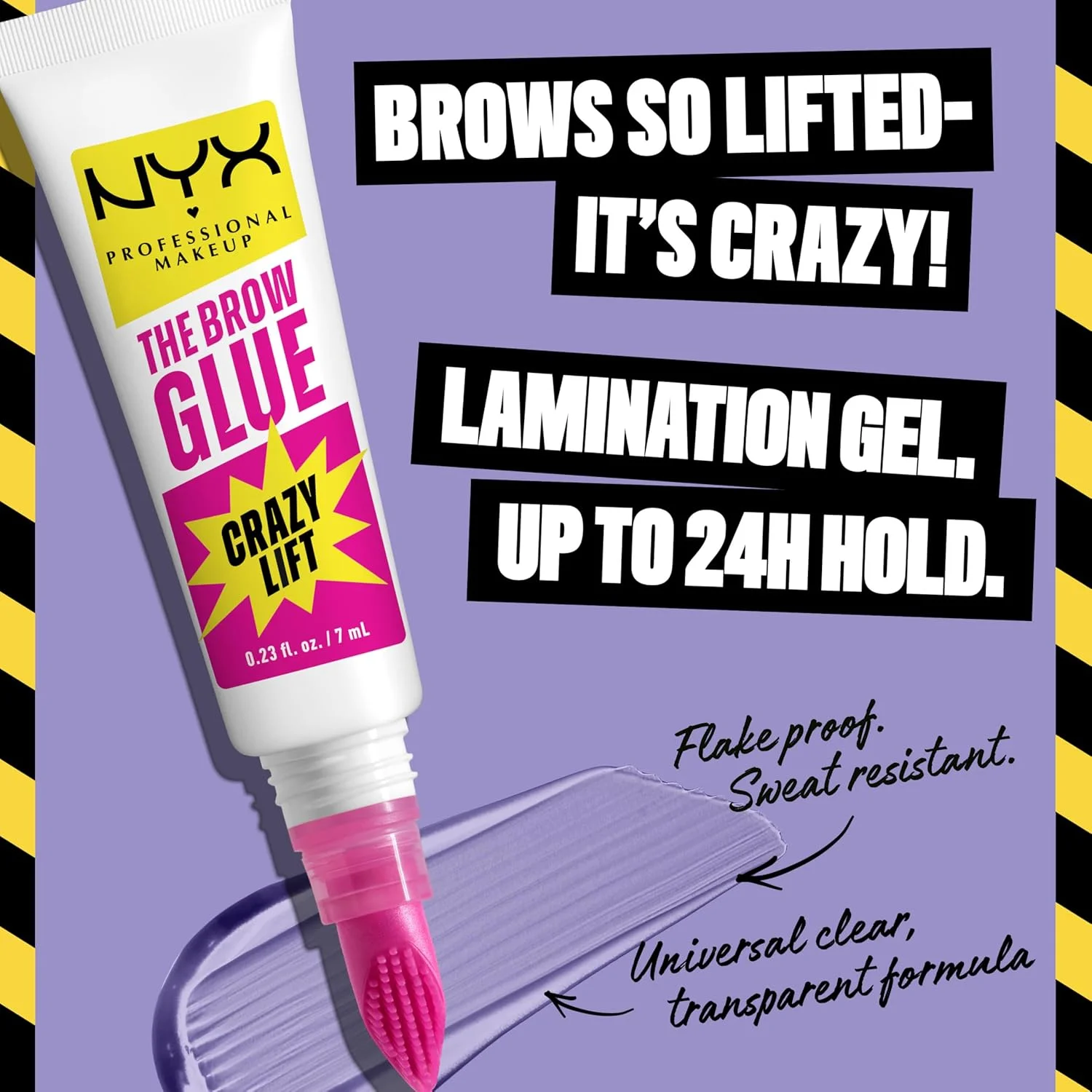 ژل حالت دهنده ابرو NYX Professional Makeup The Brow Glue Crazy Lift، ژل لمینت ابرو، ماندگاری 24 ساعته، دارای برس حالت دهنده داخلی، شفاف