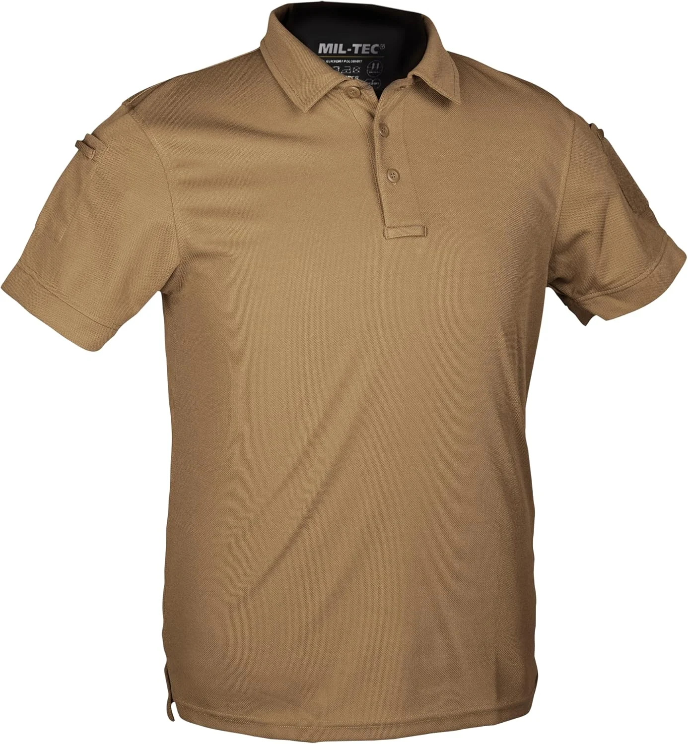 پولوشرت تاکتیکی آستین کوتاه مردانه Mil-Tec مدل Qickdry رنگ Dark Coyote ساخته شده از پلی استر بادوام و راحت با قابلیت خشک شدن سریع. دارای قسمت مخصوص چسباندن پچ روی بازو. جیب های کوچک روی بازو با دکمه و جای قلم.