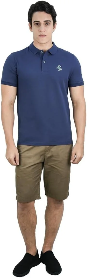 پولوشرت مردانه اسلیم فیت: پنبه لاکرا پیک با گلدوزی کوچک ناپلئونی