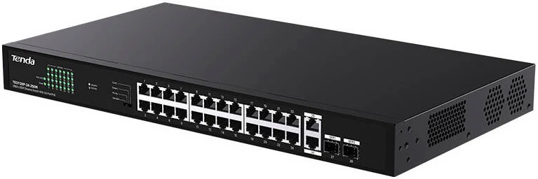 سوئیچ اترنت Tenda 26GE+2SFP با 24 پورت PoE اختصاصی برای شبکه و نظارت SMB، حالت ارسال بسته 41.7 Mpps، ظرفیت سوئیچ 56 گیگابیت بر ثانیه | TEG1128P-24-250W سوئیچ اترنت Tenda 26GE+2SFP با 24 پورت PoE اختصاصی برای شبکه و نظارت SMB، حالت ارسال بسته 41.7 Mpps، ظرفیت سوئیچ 56 گیگابیت بر ثانیه | TEG1128P-24-250W