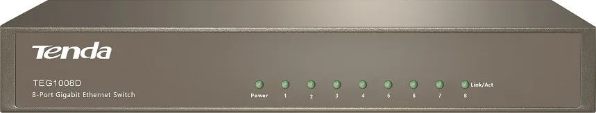 سوئیچ 8 پورت گیگابیتی اترنت تندا، غیر مدیریتی، محافظت در برابر صاعقه 4KV، بدنه فلزی، ظرفیت 16 گیگابیت بر ثانیه، توان مصرفی کمتر از 4.5 وات | TEG1008D