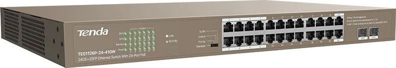 سوئیچ اترنت 24 پورت PoE تندا TEG1126P، 24GE+2SFP، 100/1000 مگابیت بر ثانیه، ظرفیت سوئیچینگ 48 گیگابیت بر ثانیه، توان 410 وات، 4 حالت | TEG1126P-24-410W سوئیچ اترنت 24 پورت PoE تندا TEG1126P، 24GE+2SFP، 100/1000 مگابیت بر ثانیه، ظرفیت سوئیچینگ 48 گیگابیت بر ثانیه، توان 410 وات، 4 حالت | TEG1126P-24-410W