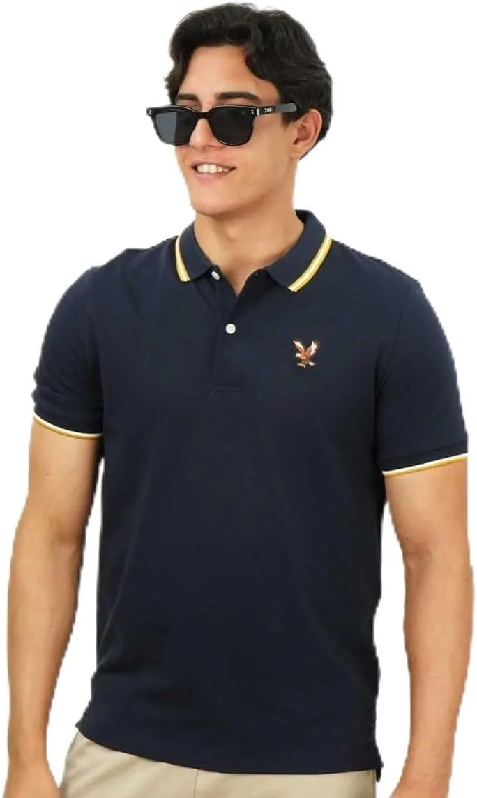 پولوشرت مردانه پنبه لاکرا پیکه - مدل اسلیم فیت، گلدوزی عقاب