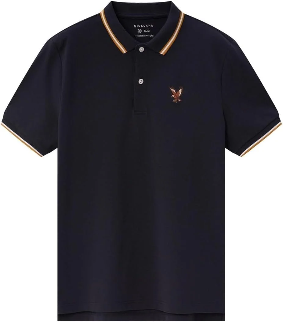 پولوشرت مردانه پنبه لاکرا پیکه - مدل اسلیم فیت، گلدوزی عقاب