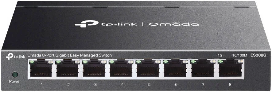 سوئیچ 8 پورت گیگابیتی TP-LINK ES208G Omada، مدیریت آسان، 8 پورت RJ45 با سرعت 10/100/1000 مگابیت بر ثانیه، جلوگیری خودکار از حلقه، IGMP Snooping، مشکی | ES208G