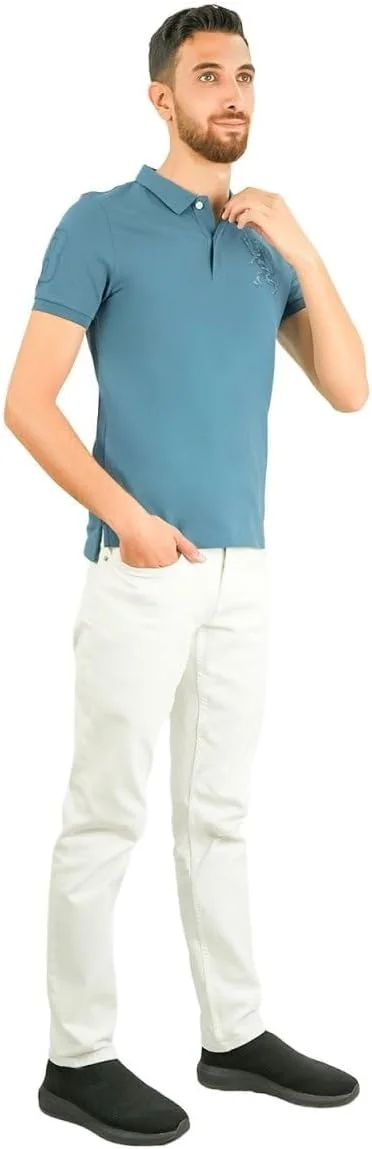 پولوشرت مردانه طرح سه بعدی شیر: فیت اسلیم، گلدوزی برجسته، پارچه پیکه مرغوب