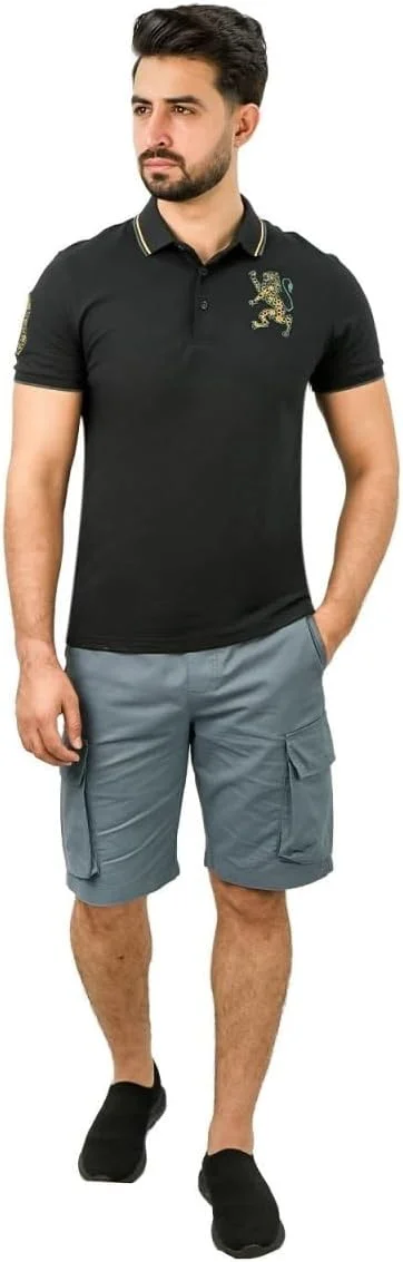 پولوشرت مردانه طرح شیر سه بعدی: فیت اسلیم، گلدوزی برجسته، پارچه پیکه ممتاز