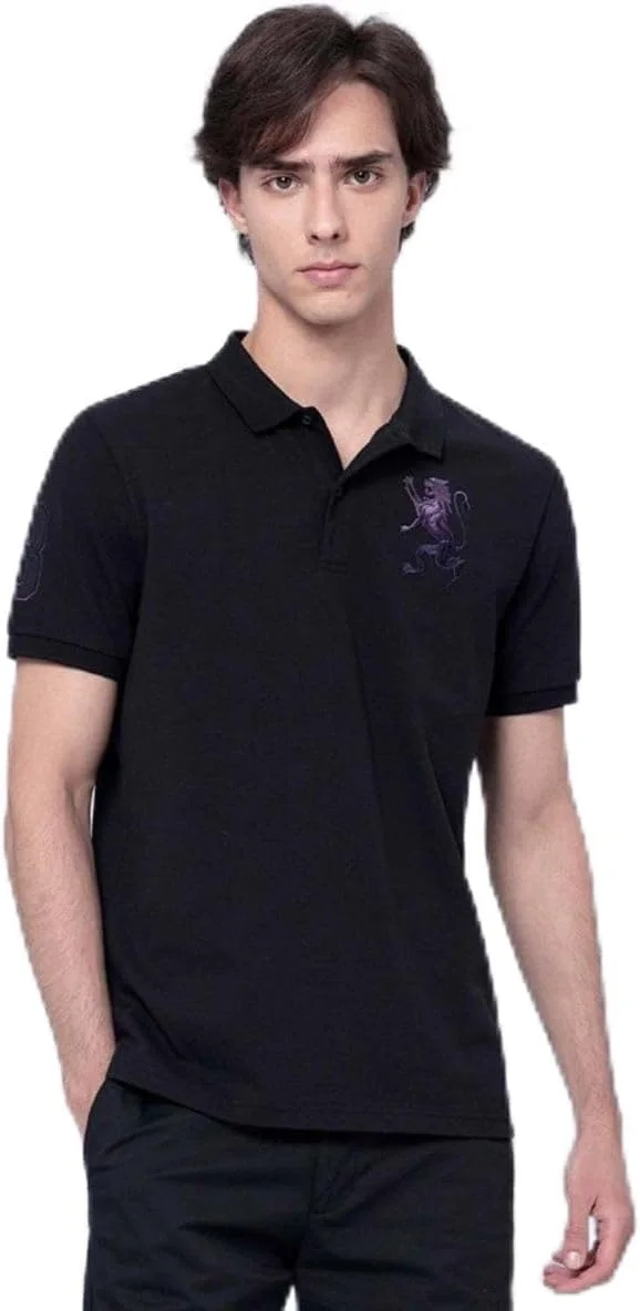 پولوشرت مردانه طرح سه بعدی شیر: فیت اسلیم، گلدوزی برجسته، پارچه پیکه ممتاز