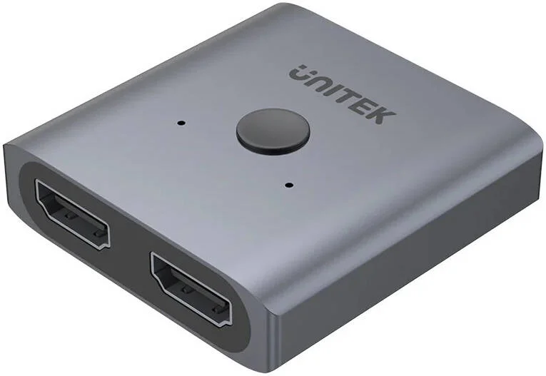 سوئیچ آلومینیومی HDMI 2.0 دو طرفه 2 به 1 یونیتک 4K، رزولوشن 4K Ultra-HD@60Hz، نشانگر LED، بدنه آلیاژ آلومینیوم، Plug And Play، خاکستری فضایی | V1127A