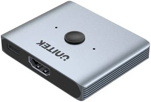 سوئیچ دو طرفه 8K HDMI یونیتک، تا رزولوشن 8K@60Hz/4K@120Hz، سوئیچ تک کلیدی، بدنه آلومینیومی، خاکستری فضایی | V1163A