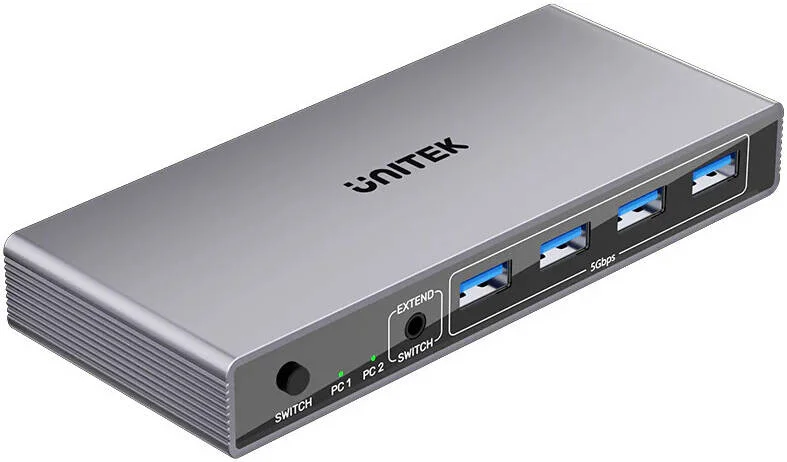سوئیچ KVM یونی‌تک HDMI با سرعت 5 گیگابیت بر ثانیه، حداکثر رزولوشن 4K@60Hz، سرعت انتقال داده تا 5 گیگابیت بر ثانیه، آلیاژ آلومینیوم، نصب آسان، طول کابل 100 سانتی‌متر، خاکستری فضایی | V1309AGY01-UK