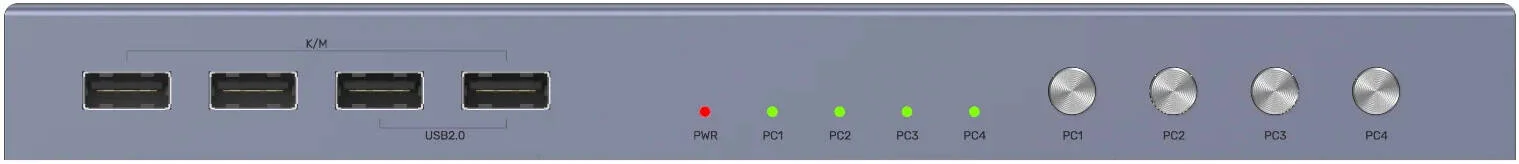 سوئیچ KVM اچ دی ام آی یونی تک 4 به 1، فلزی، تا رزولوشن UHD 4K@60Hz، انتقال سیگنال EDID، دکمه های سوئیچ و کلیدهای میانبر، محافظت هوشمند ESD، خاکستری فضایی | V306A