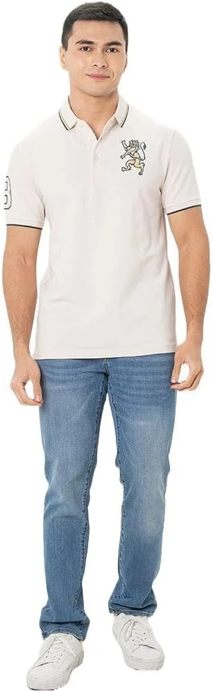 پولوشرت مردانه طرح سه بعدی شیر: فیت اسلیم، گلدوزی برجسته، پارچه پیکه ممتاز