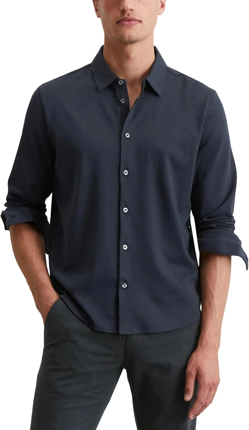 پیراهن مردانه نخی مارک اوپولو با یقه کلاسیک، برش معمولی