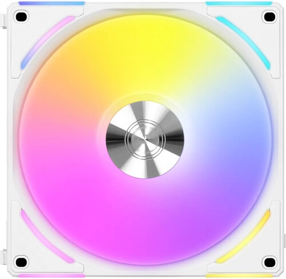 فن کیس لیان لی UNI Fan AL140 V2 aRGB، ساخته شده از مواد PBT+PC+آلومینیوم، فن 140 میلی‌متری، سرعت فن تا 1600 دور در دقیقه، جریان هوای تا 81.6CFM، بلبرینگ دینامیکی سیال، بسته‌ تکی، سفید | UF-AL140V2-1W