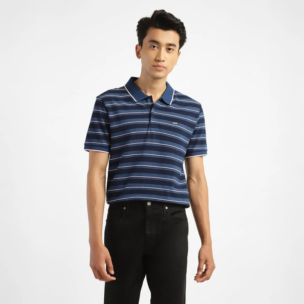 تی شرت پولو مردانه Levi's با راه راه های سرمه ای