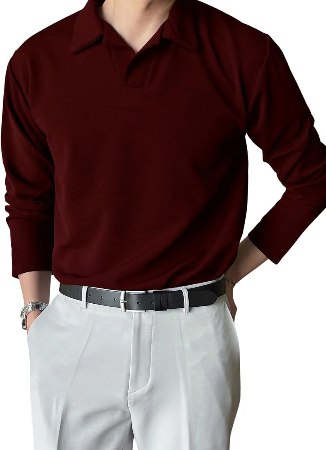 تی شرت پولو آستین بلند مردانه مدرن Leriya Fashion LF-MT-1110