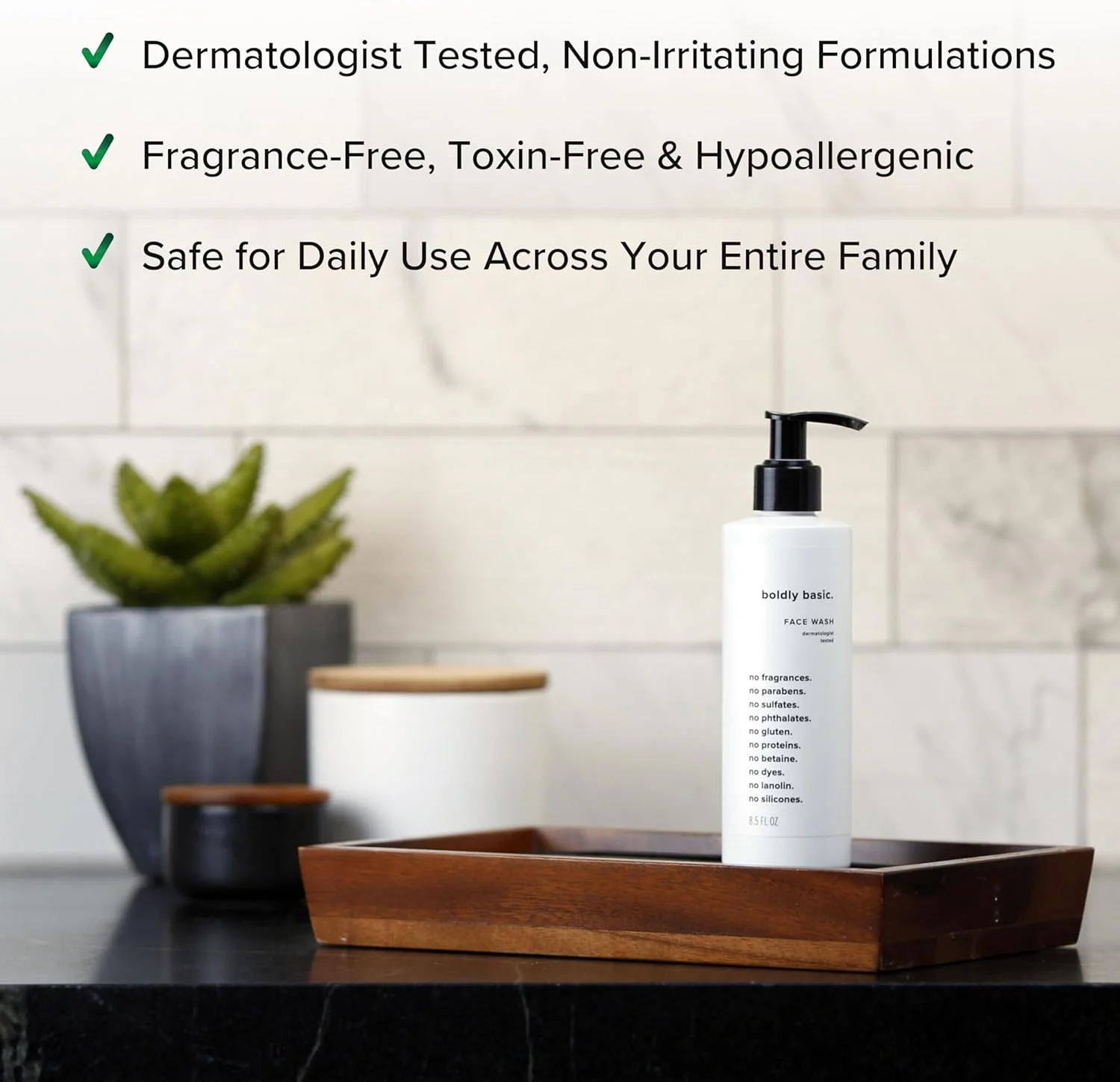 شوینده صورت ملایم و بدون رایحه Boldly Basic - پاک کننده ملایم صورت برای پوست حساس - بدون بو - تست شده توسط متخصص پوست - بدون سولفات - بدون پارابن - بدون گلوتن - غیر کومدون زا و ضد حساسیت شوینده صورت ملایم و بدون رایحه Boldly Basic - پاک کننده ملایم صورت برای پوست حساس - بدون بو - تست شده توسط متخصص پوست - بدون سولفات - بدون پارابن - بدون گلوتن - غیر کومدون زا و ضد حساسیت