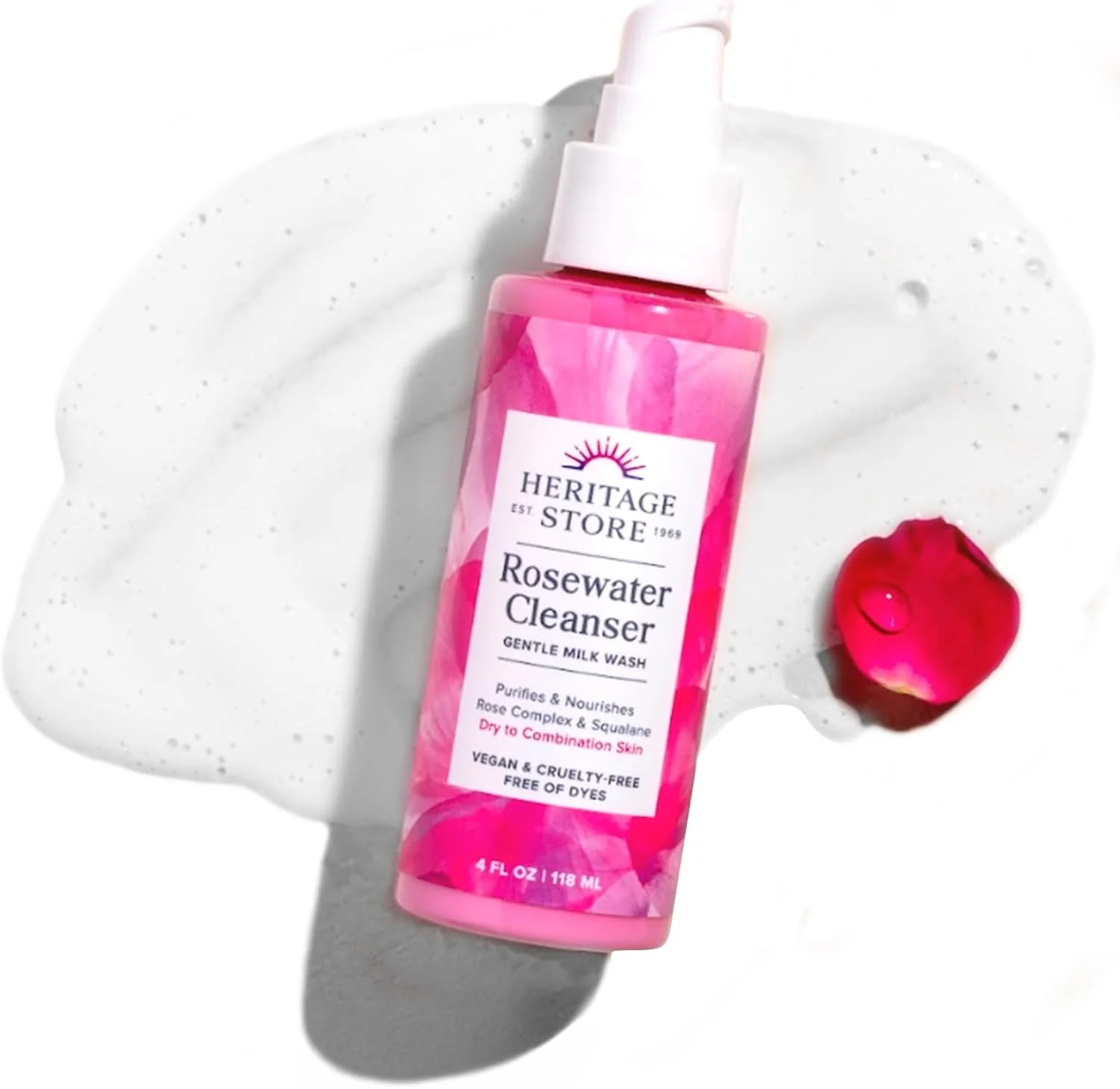 پاک کننده صورت گلاب هریتج استور، شستشوی شیری متعادل کننده pH، پاک کننده و مغذی با اسکوالان و کمپلکس گل رز، مراقبت از پوست خشک تا مختلط، 118 میلی لیتر پاک کننده صورت گلاب هریتج استور، شستشوی شیری متعادل کننده pH، پاک کننده و مغذی با اسکوالان و کمپلکس گل رز، مراقبت از پوست خشک تا مختلط، 118 میلی لیتر