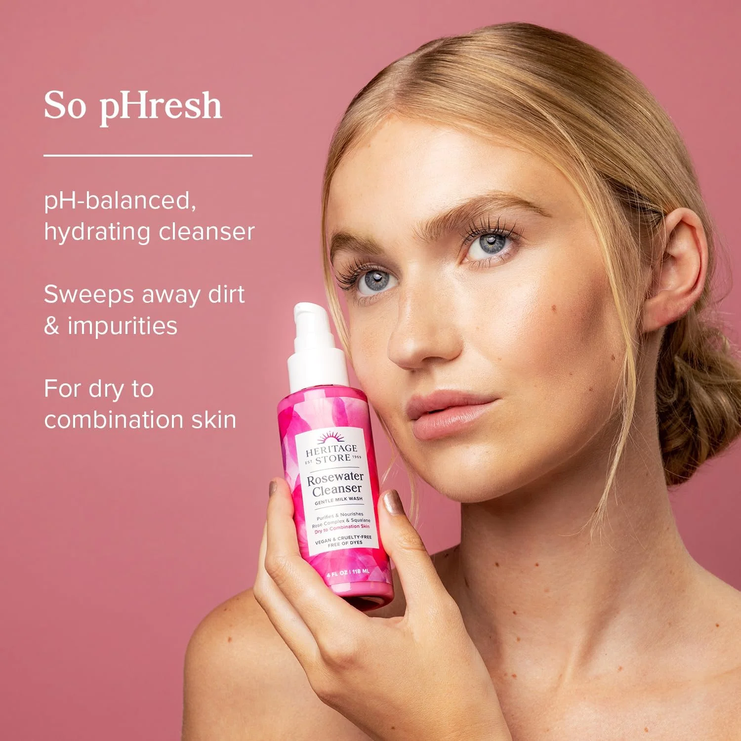 پاک کننده صورت گلاب هریتج استور، شستشوی شیری متعادل کننده pH، پاک کننده و مغذی با اسکوالان و کمپلکس گل رز، مراقبت از پوست خشک تا مختلط، 118 میلی لیتر پاک کننده صورت گلاب هریتج استور، شستشوی شیری متعادل کننده pH، پاک کننده و مغذی با اسکوالان و کمپلکس گل رز، مراقبت از پوست خشک تا مختلط، 118 میلی لیتر