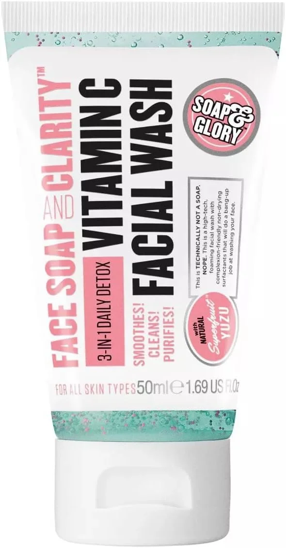 شوینده صورت و شفاف کننده پوست Soap & Glory، پاک کننده روزانه 3 در 1، حاوی ویتامین C، حجم 50 میلی لیتر شوینده صورت و شفاف کننده پوست Soap & Glory، پاک کننده روزانه 3 در 1، حاوی ویتامین C، حجم 50 میلی لیتر