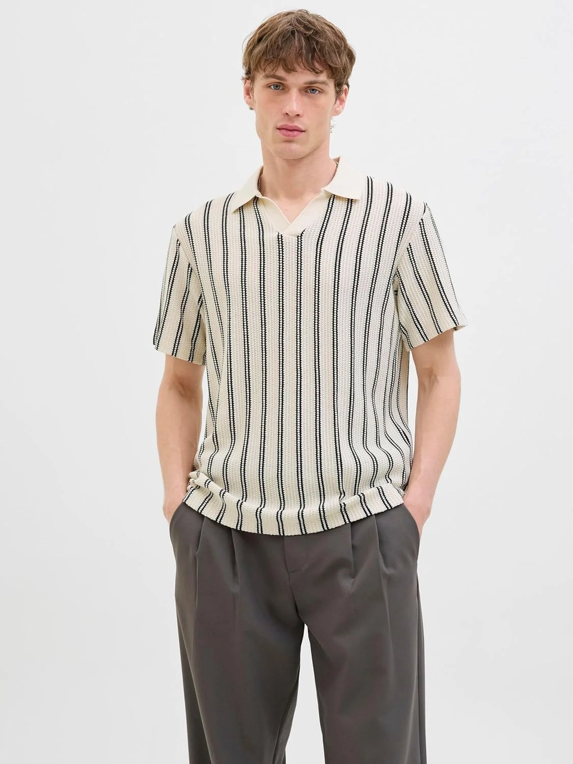 پولوشرت مردانه جک اند جونز مدل Jprbluharry Ss Split Neck (تک عددی)