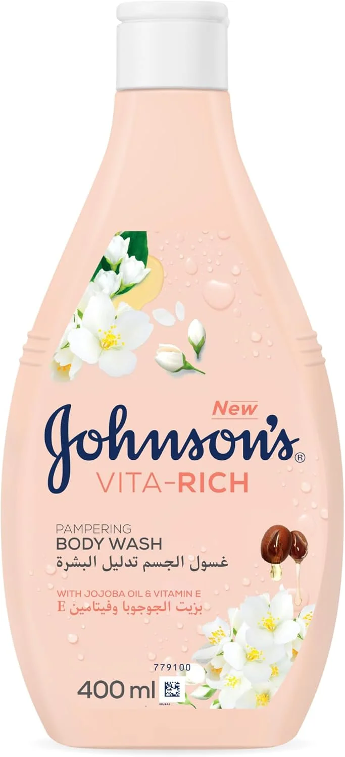 شامپو بدن مغذی جانسون اند جانسون ویتا-ریچ غنی شده با روغن جوجوبا و ویتامین E، با رایحه یاس و گل های سفید، 400 میلی لیتر شامپو بدن مغذی جانسون اند جانسون ویتا-ریچ غنی شده با روغن جوجوبا و ویتامین E، با رایحه یاس و گل های سفید، 400 میلی لیتر
