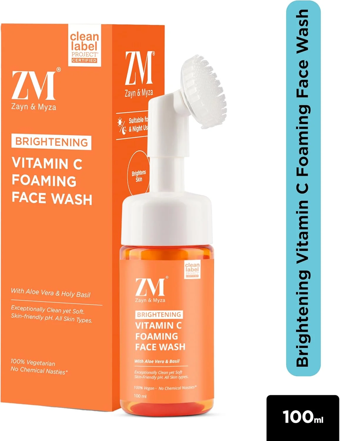 فوم شستشوی صورت ویتامین C زِد اِم زین اند مایزا برای پوست درخشان | کمک به کاهش لک، منافذ باز، بدون مواد شیمیایی مضر، مناسب آقایان و بانوان، انواع پوست، 100 میلی لیتر