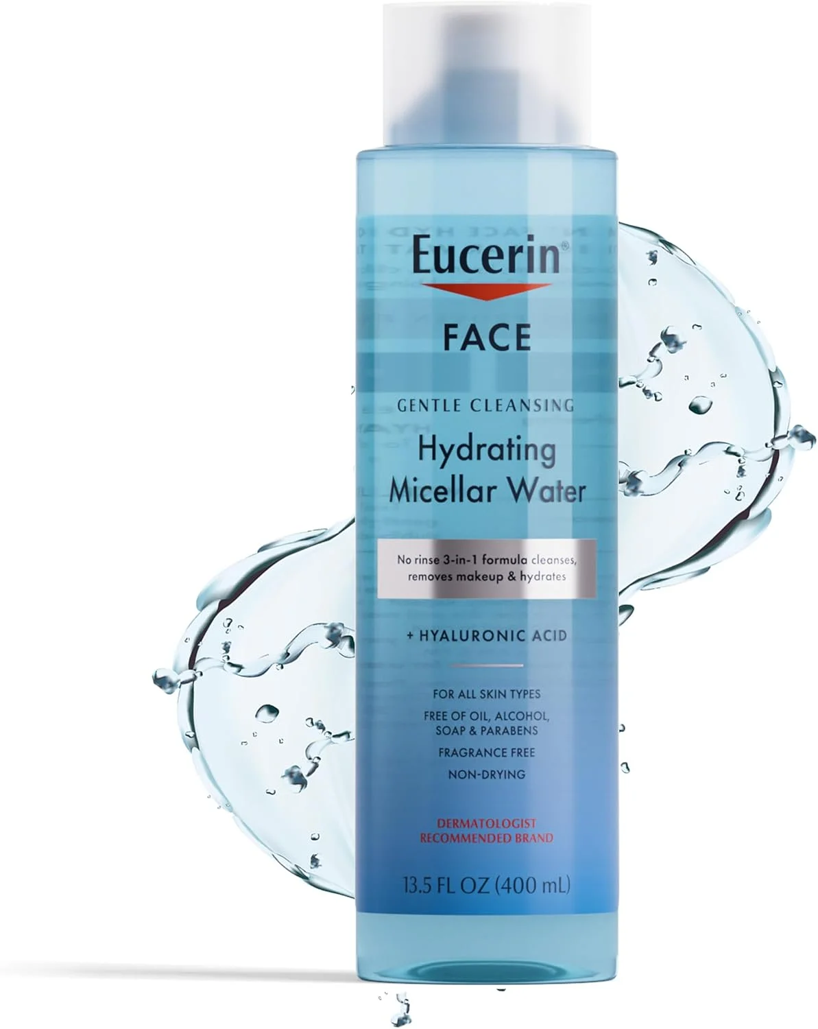 آب پاک کننده ملایم صورت اوسرین، پاک کننده صورت و پاک کننده آرایش با اسید هیالورونیک، بطری 400 میلی لیتری آب پاک کننده ملایم صورت اوسرین، پاک کننده صورت و پاک کننده آرایش با اسید هیالورونیک، بطری 400 میلی لیتری