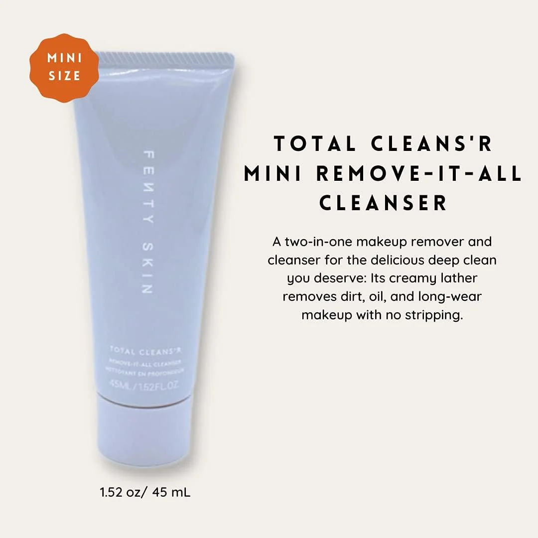 مینی شوینده صورت و پاک کننده آرایش FENTY BEAUTY Skin Total Cleans'r - شوینده ملایم روزانه صورت و پاک کننده آرایش صورت، از بین برنده آلودگی و چربی