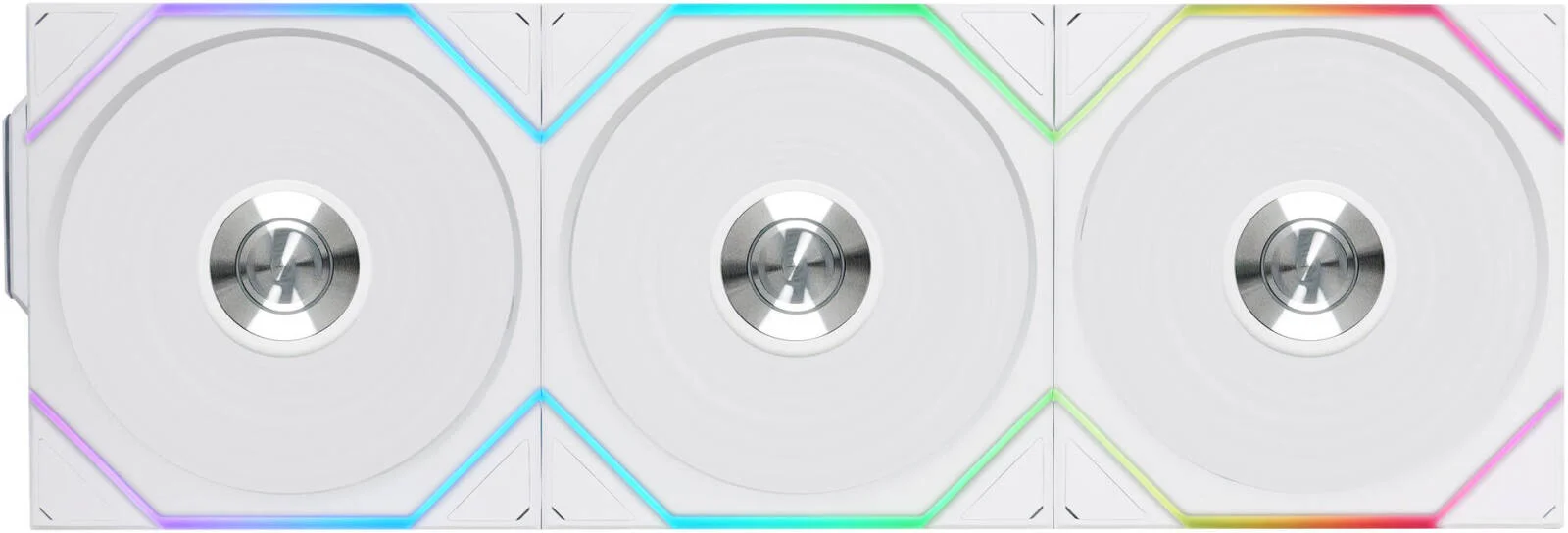 فن کیس بی سیم Lian-Li UNI FAN TL 120، سایز فن 120 میلی متر، سرعت فن 2600 دور در دقیقه، جریان هوای فن 90.1 CFM، نوع بلبرینگ دینامیک سیال، جنس PBT و PA66، بسته 3 عددی، سفید | 12TL1W3W