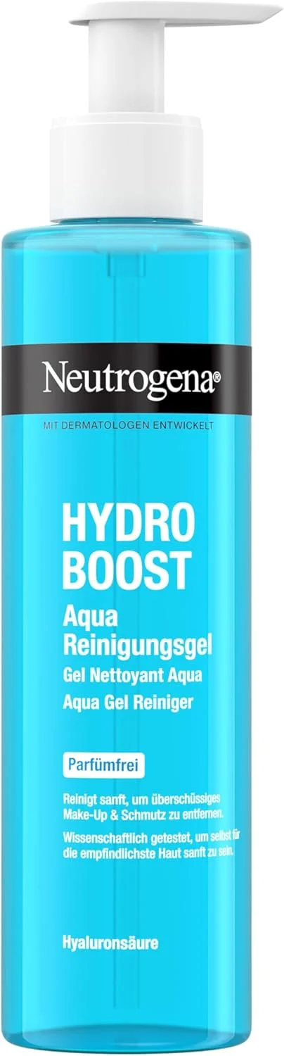 ژل پاک کننده صورت نوتروژینا Hydro Boost Aqua، بدون عطر، پاک کننده و شفاف کننده پوست صورت حاوی هیالورونیک اسید مرطوب کننده، پاک کننده ملایم آرایش برای انواع پوست، 200 میلی لیتر ژل پاک کننده صورت نوتروژینا Hydro Boost Aqua، بدون عطر، پاک کننده و شفاف کننده پوست صورت حاوی هیالورونیک اسید مرطوب کننده، پاک کننده ملایم آرایش برای انواع پوست، 200 میلی لیتر