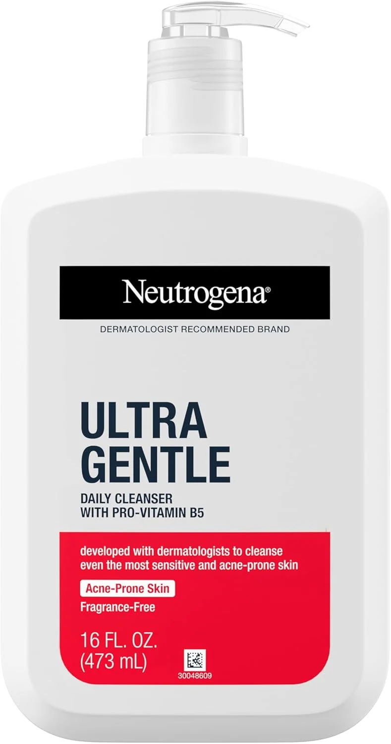 شوینده ملایم روزانه صورت نوتروژینا با پرو ویتامین B5 برای پوست های مستعد آکنه و حساس، بدون عطر، بدون رنگ، بدون صابون، بدون پارابن، شستشوی صورت ضد حساسیت، 473 میلی لیتر شوینده ملایم روزانه صورت نوتروژینا با پرو ویتامین B5 برای پوست های مستعد آکنه و حساس، بدون عطر، بدون رنگ، بدون صابون، بدون پارابن، شستشوی صورت ضد حساسیت، 473 میلی لیتر