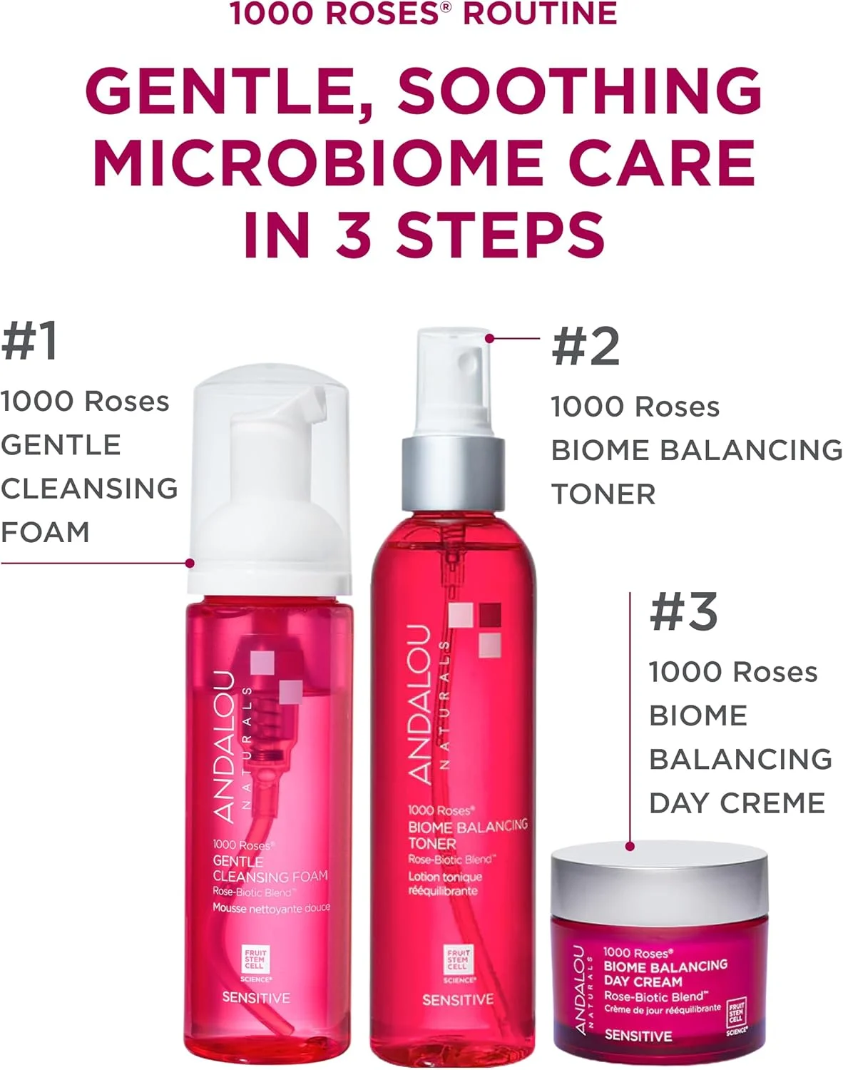 آندالو نچرالز، 1000 گل رز، فوم پاک کننده ملایم، مناسب پوست حساس، 163 میلی لیتر