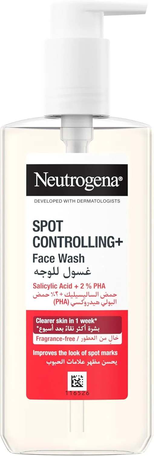 شوینده صورت نوتروژینا Spot Controlling+، ترکیبی از اسید سالیسیلیک - یک عامل پاک کننده و اسید گلیکولیک، پوستی شفاف تر در 1 هفته، 200 میلی لیتر شوینده صورت نوتروژینا Spot Controlling+، ترکیبی از اسید سالیسیلیک - یک عامل پاک کننده و اسید گلیکولیک، پوستی شفاف تر در 1 هفته، 200 میلی لیتر
