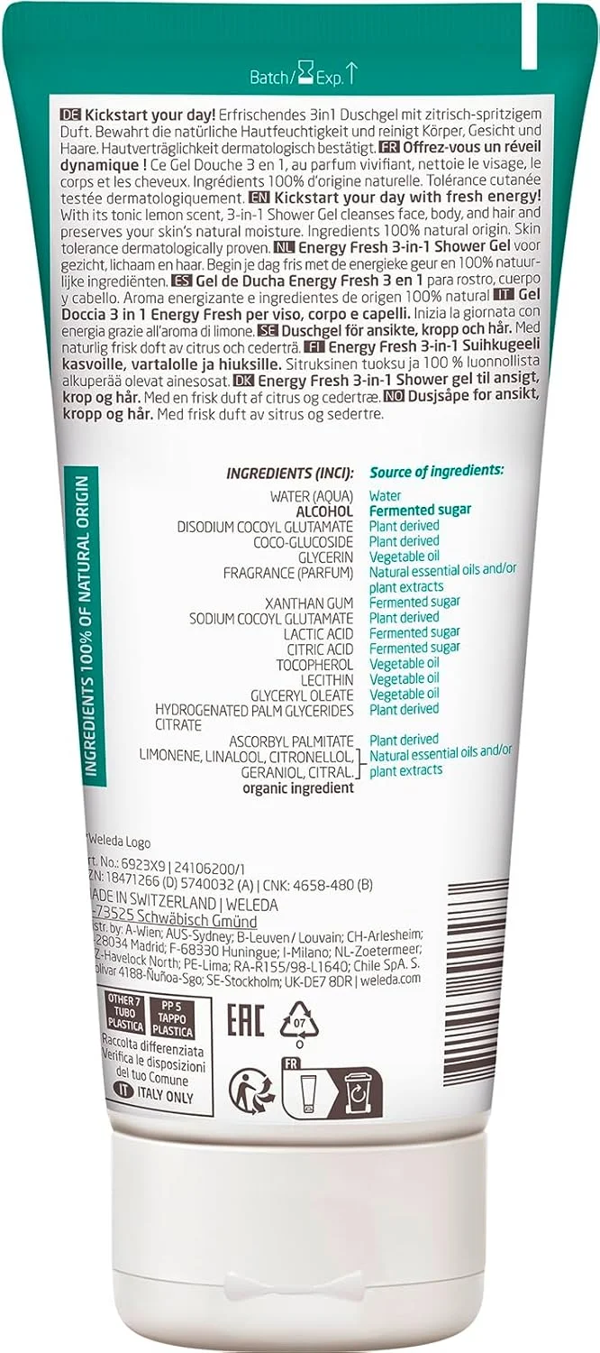 ژل دوش 3 در 1 انرژی فرش مردانه ولدا 200 میلی لیتر