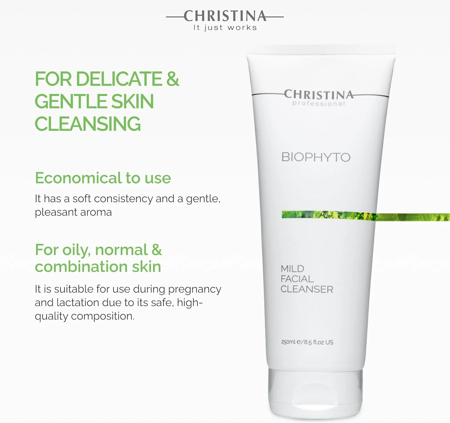 پاک کننده ملایم صورت بایو فیتو کریستینا - مرطوب کننده روزانه و ضد پیری برای انواع پوست، 30 میلی لیتر