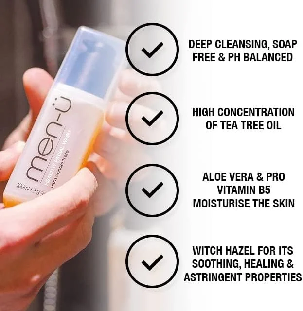 شوینده صورت سالم من-یو 100 میلی لیتر، تا 265 بار شستشو، پاک کننده فوق العاده غلیظ صورت سالم، پاک کننده صورت برای مردان قبل یا بعد از اصلاح شوینده صورت سالم من-یو 100 میلی لیتر، تا 265 بار شستشو، پاک کننده فوق العاده غلیظ صورت سالم، پاک کننده صورت برای مردان قبل یا بعد از اصلاح