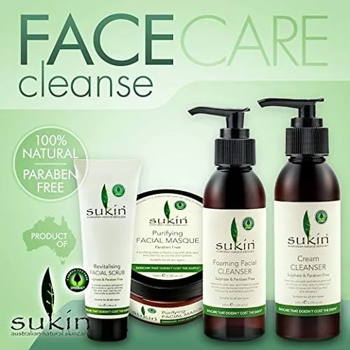 SUKIN #MG فوم پاک کننده صورت 125 میلی لیتر - این شوینده بدون سولفات، پاک کننده ای ملایم و غیر خشک کننده است که ناخالصی ها را از بین می برد و پوست شما را نرم، شفاف و تمیز می کند.