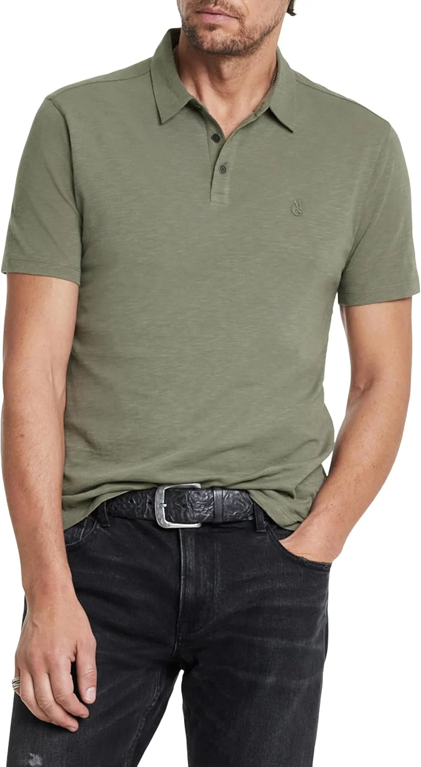 پولوشرت آستین کوتاه مردانه جان وارواتوس مدل ویکتور با گلدوزی طرح صلح